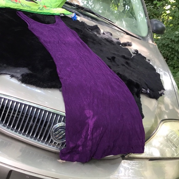 Connected Apparel Crinkle Tank Top Style Purple Dress 6 Rayon Dry Clean Wrinkle - Picture 7 of 11